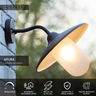 Lucide ARUBA - Lámpara de pared Dentro/Fuera - Ø 30 cm - 1xE27 - IP44 - Marrón óxido